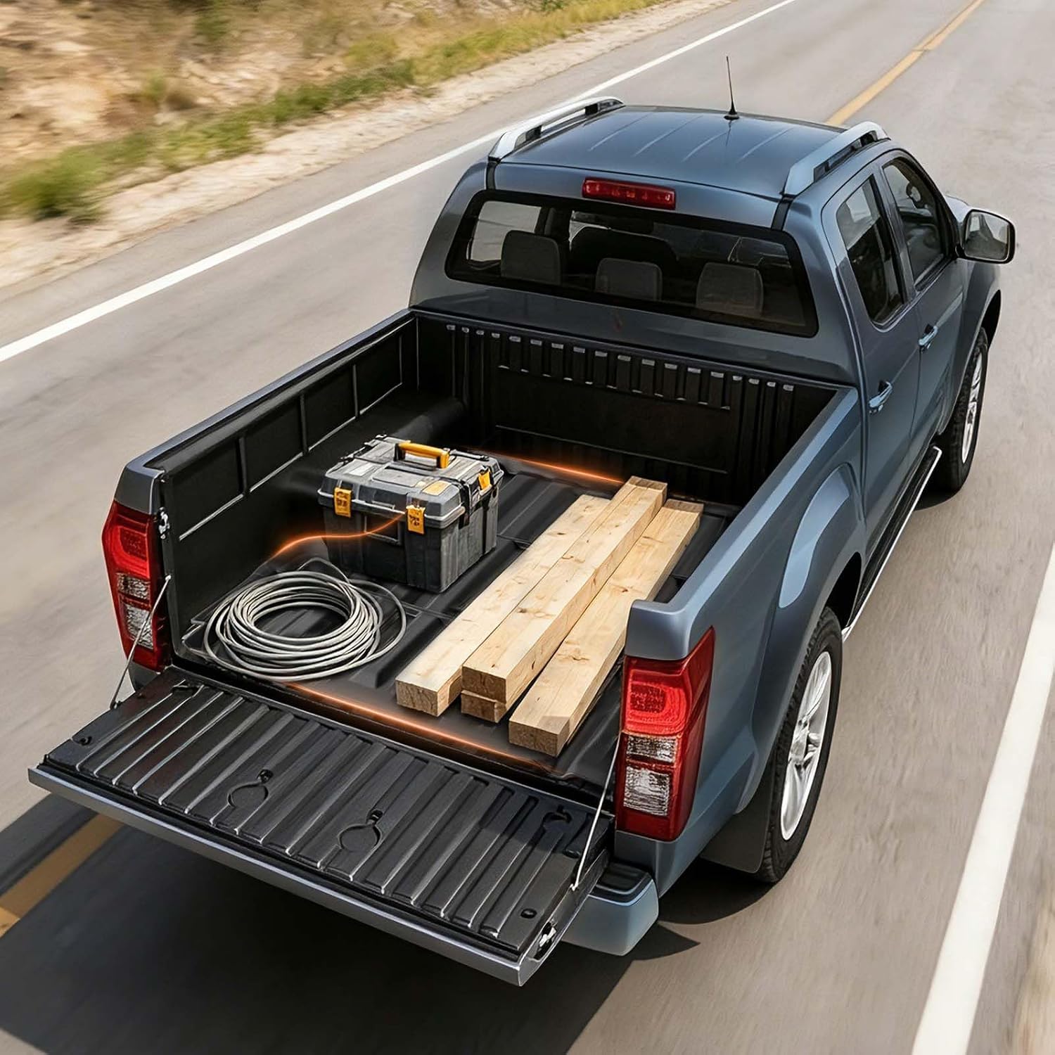 VEVOR Truck Bed Mat, TPE, Compatible with 2022-2026 Nissan Frontier Bed, Heavy Duty Custom Fit, All Weather Protection Pickup Car Trunk Liner Replacement, for 2022-2026 Nissan Frontier Accessories