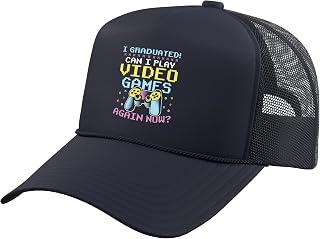 I Graduated Can I Play Video Games Now Funny Educated Gamer Trucker Hat with Adjustable Mesh Back