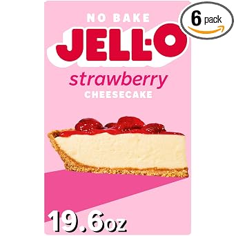 Jell-O No Bake Strawberry Cheesecake Dessert Kit with Strawberry Topping 6 ct Pack, 19.6 oz Boxes