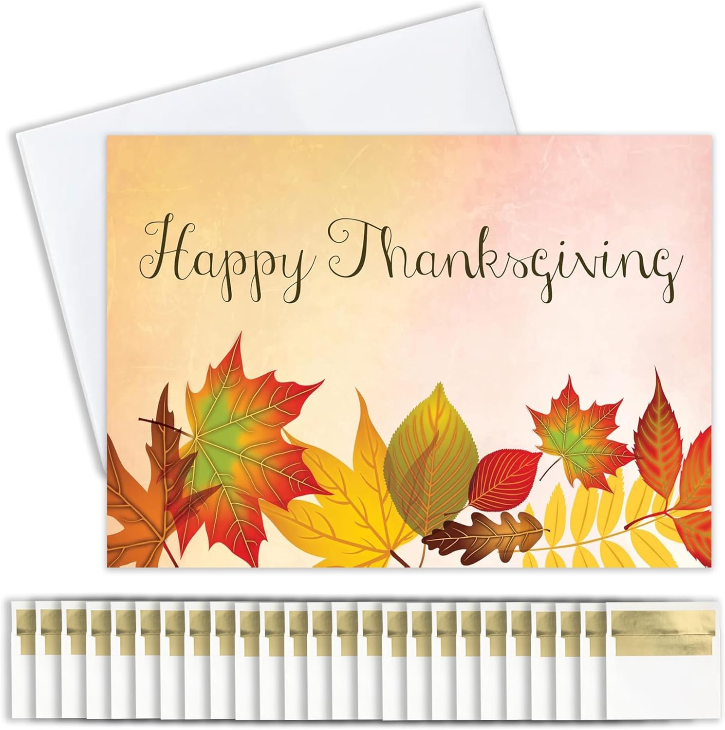 Thanksgiving Cards for Business & Family (Watercolor Leaves) Greeting Card Set