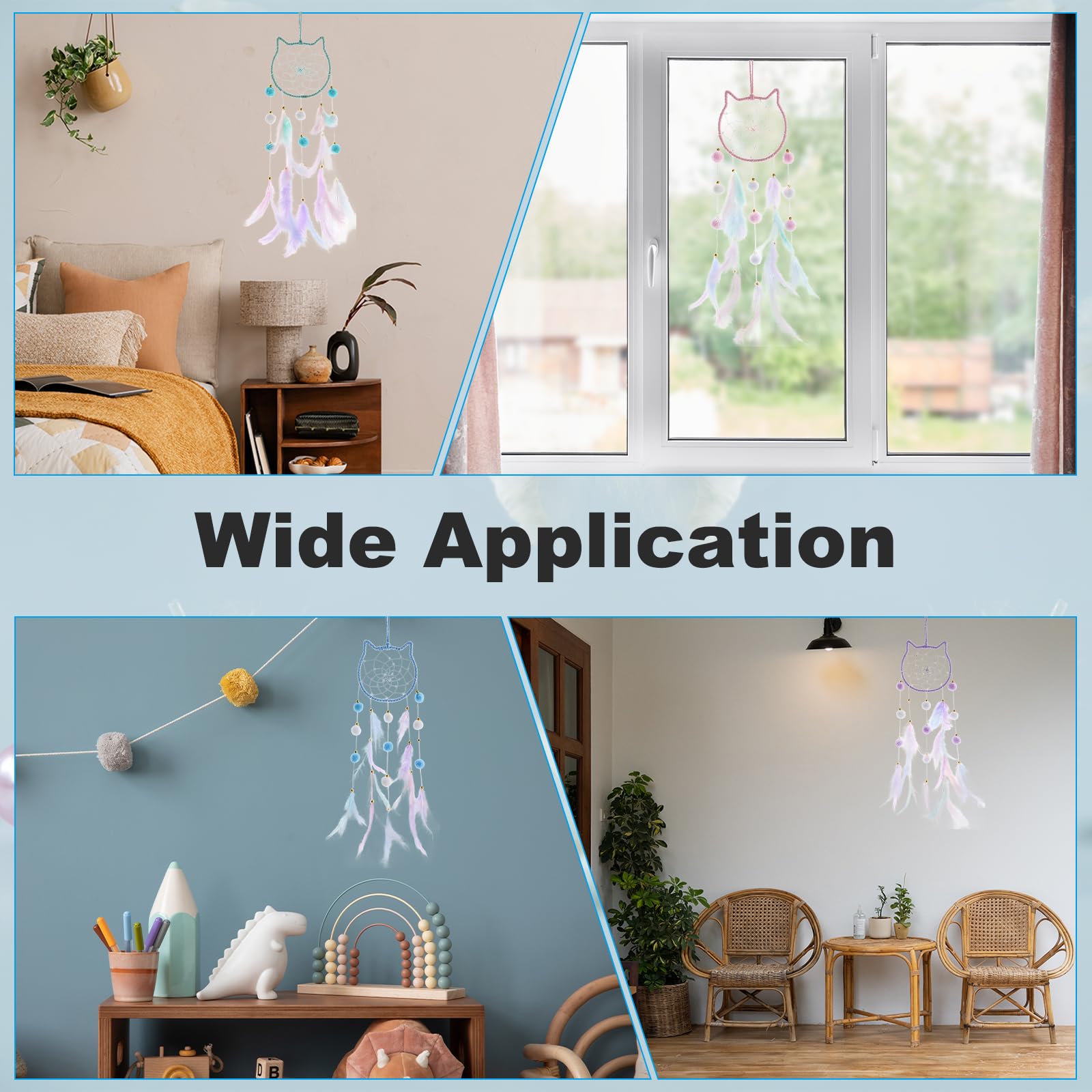 PATIKIL Attrape-Rêves DIY, Kit de Fabrication de Chat Attrape-Rêves Fait à la Main avec Plumes, Pompons et Perles pour Décoration Murale, Artisanat d'Ornement, Rose
