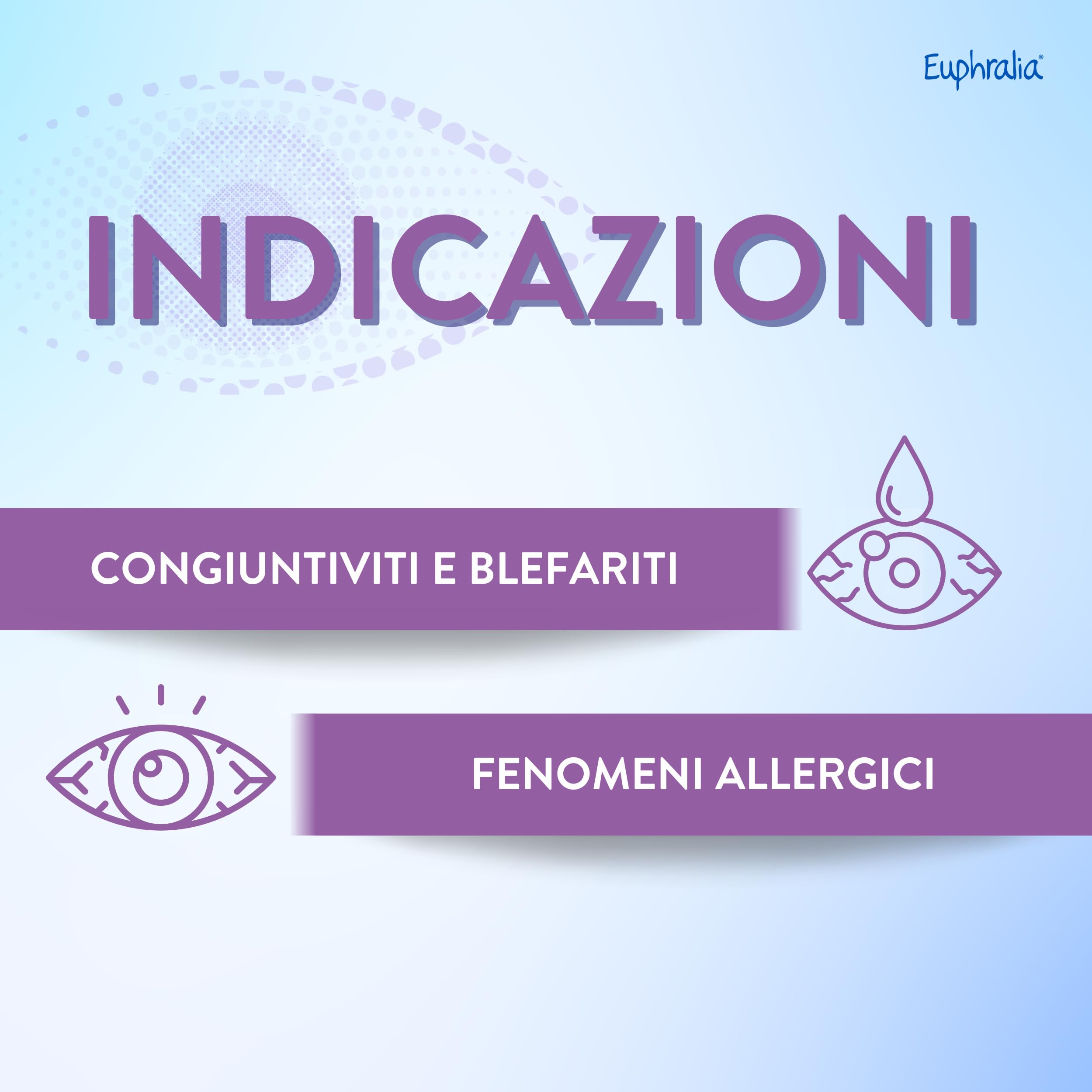 Euphralia Garze - Garze Oftalmiche Sterili, Monouso, Pulizia Occhi Infiammati e Allergici, Azione Detergente, Idratante e Lenitiva, con Acido laluronico e Aloe Vera - 2 Confezioni da 20 (2x20)