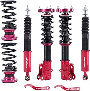 Coilover for Honda Civic 2006-2011, for Acura CSX 2006-2011, 24 Levels Damping Adjustable Coilovers Suspension Kit, Height Adjustment Shock Absorber, Lowering Kit Red
