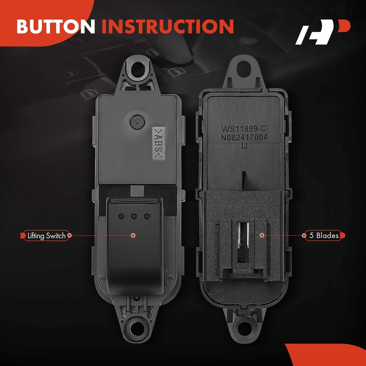 A-Premium Power Window Switch Compatible with Mazda 6 2006-2007/2009-2010, 5 2006-2010/2012-2015, Without Automatic Down