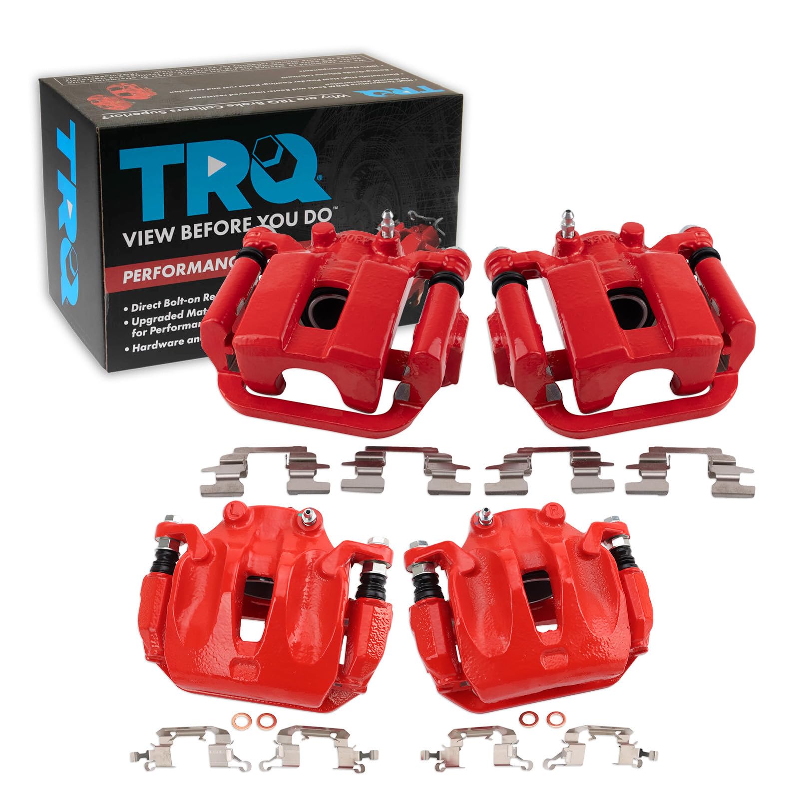 TRQ Performance Front and Rear Brake Caliper Set Coated Brackets Compatible with 2003-2007 Nissan Murano