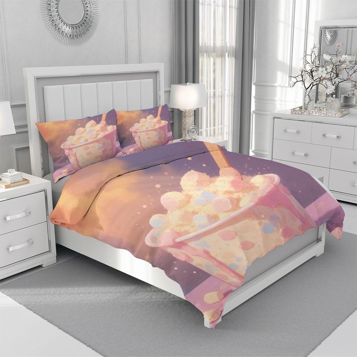 Set di Copripiumino Matrimoniale 240x260 cm Tè al Latte Rosa A5796