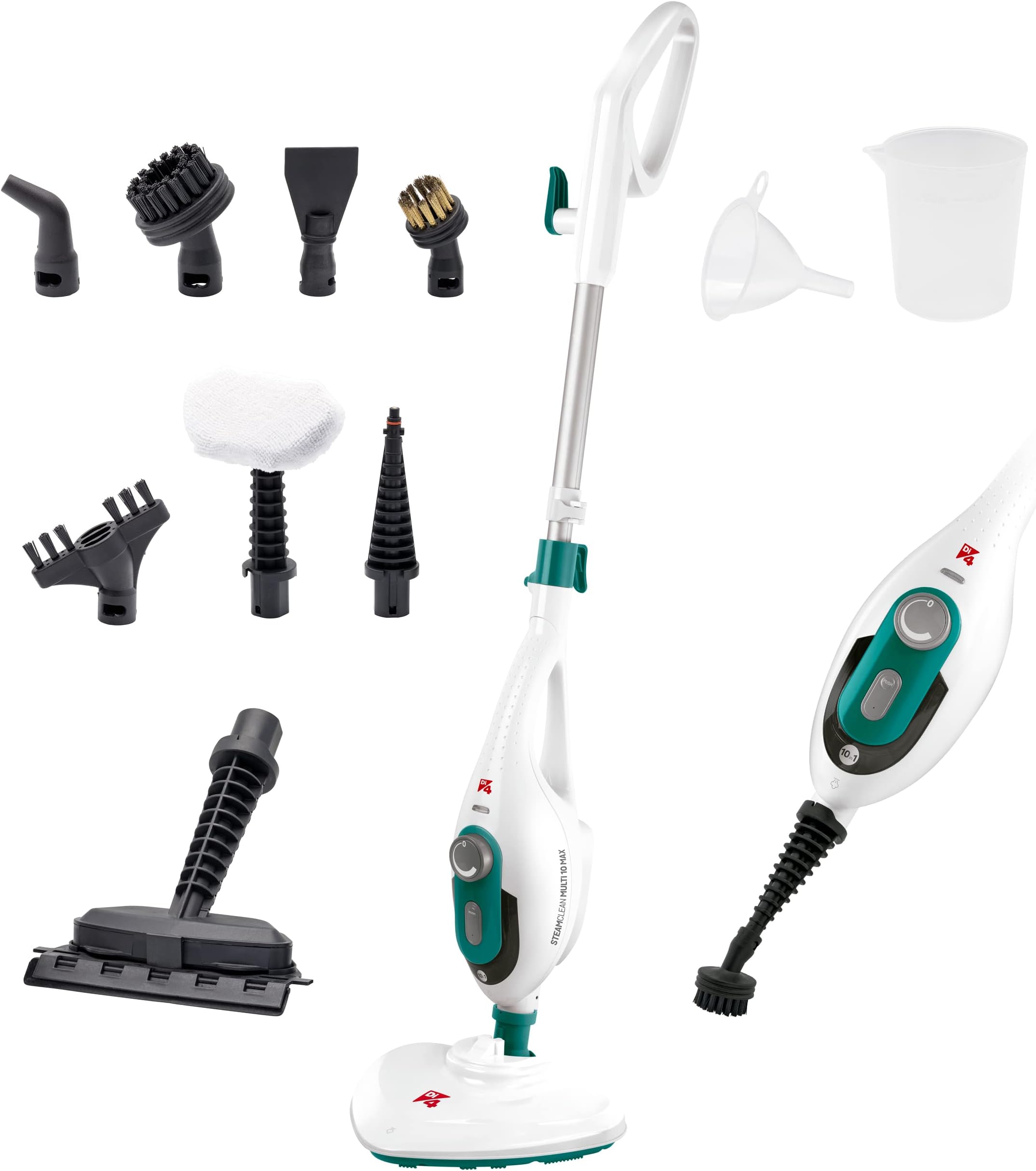 Di4 Steamclean Multi10 Max 10 in 1 Multifunctional Steam Mop Cleaner, 1500 W Steam Vacuum Cleaner, Removes 99.9% of Viruses and Bacteria, Extendable Telescopic Handle, Maximum Steam Emission