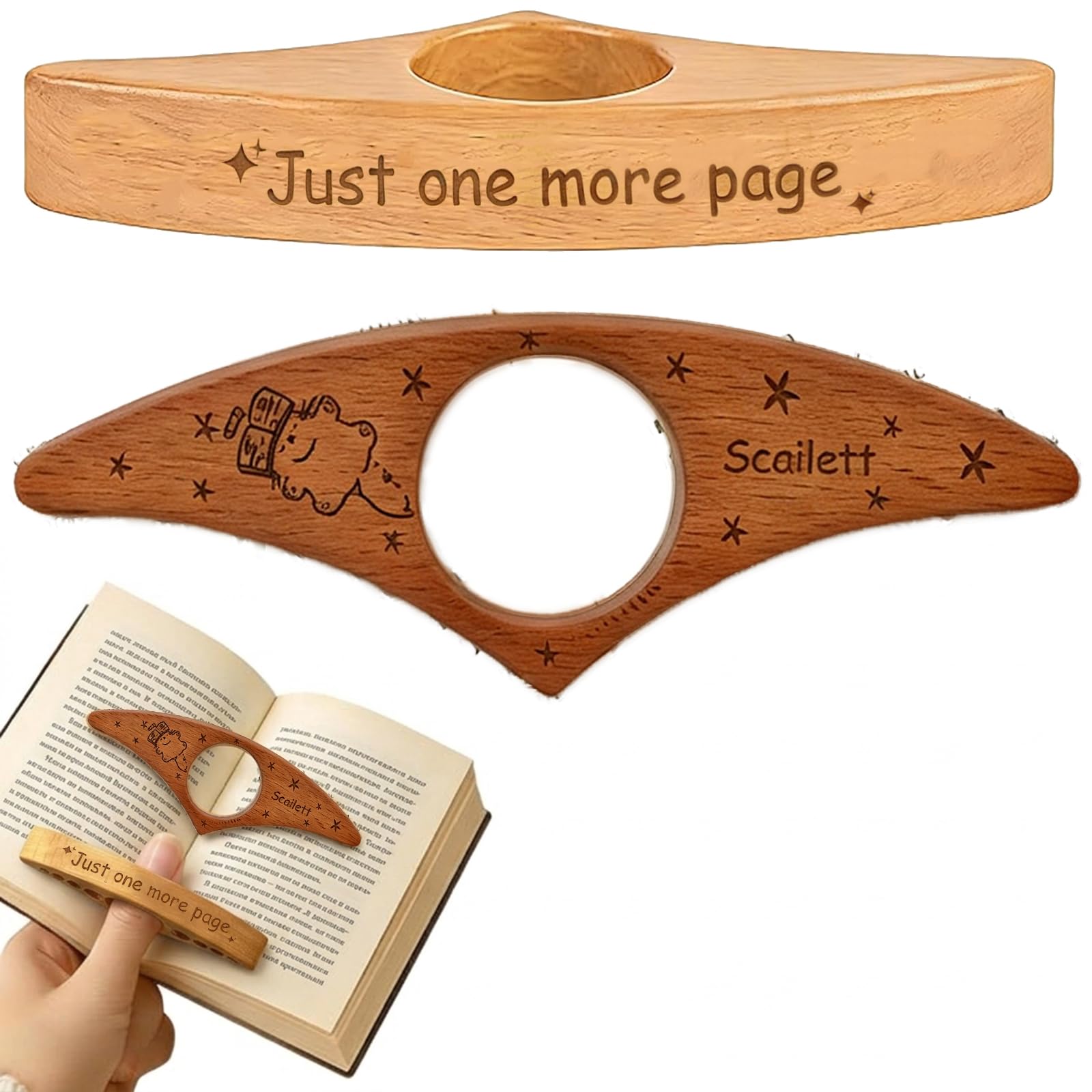 Personalised Wooden Book Page Holder with Text/Logo,Thumb Book Page Holders