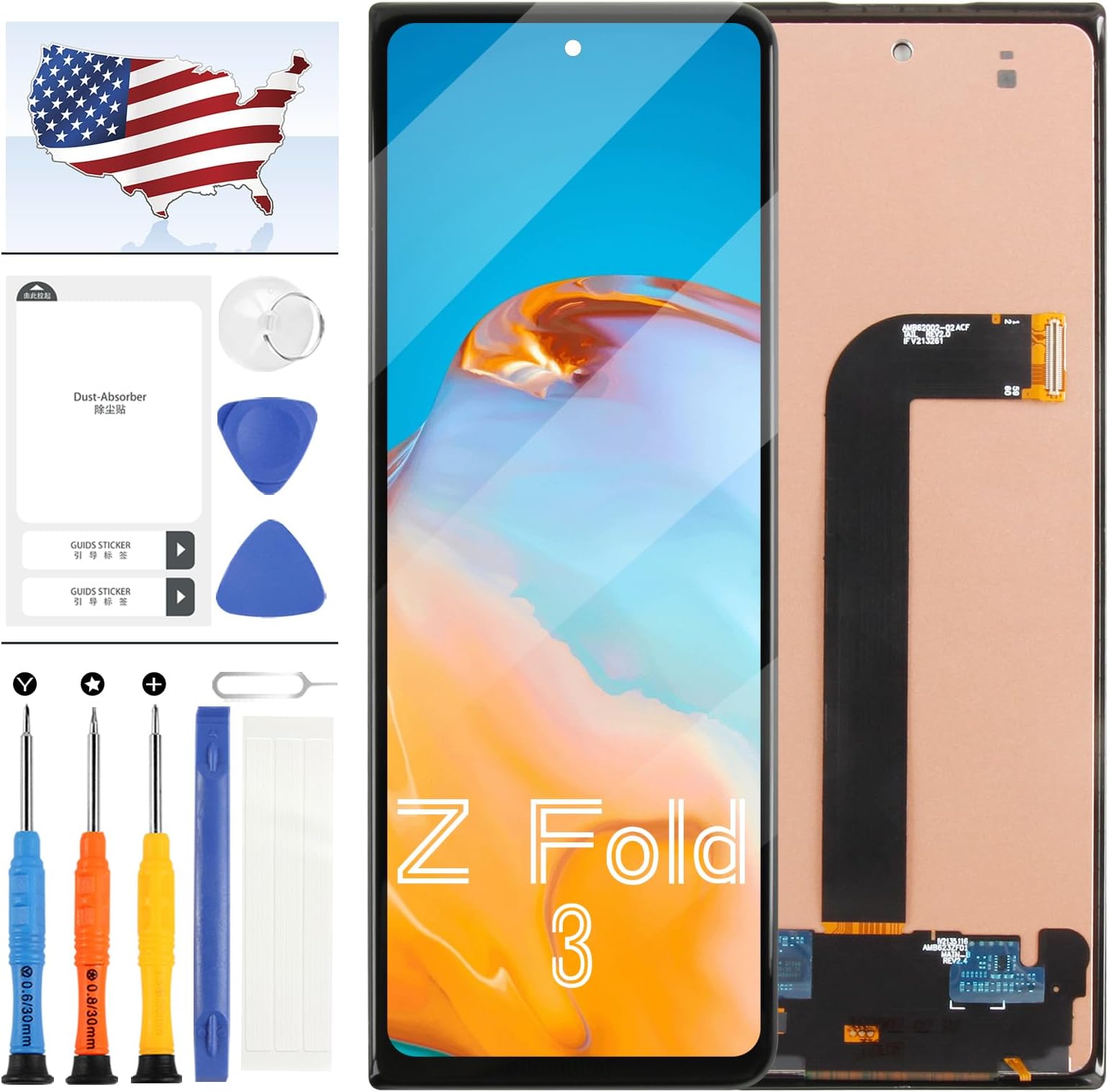 A-MIND TFT Screen Replacement for Samsung Galaxy Z Fold 3 5G LCD Screen for Samsung Z Fold3 5G SM-F926 F926B F926U Display Touch Digitzer Assembly Repair Part Kit(Outer Small Front,No Fingerprint)