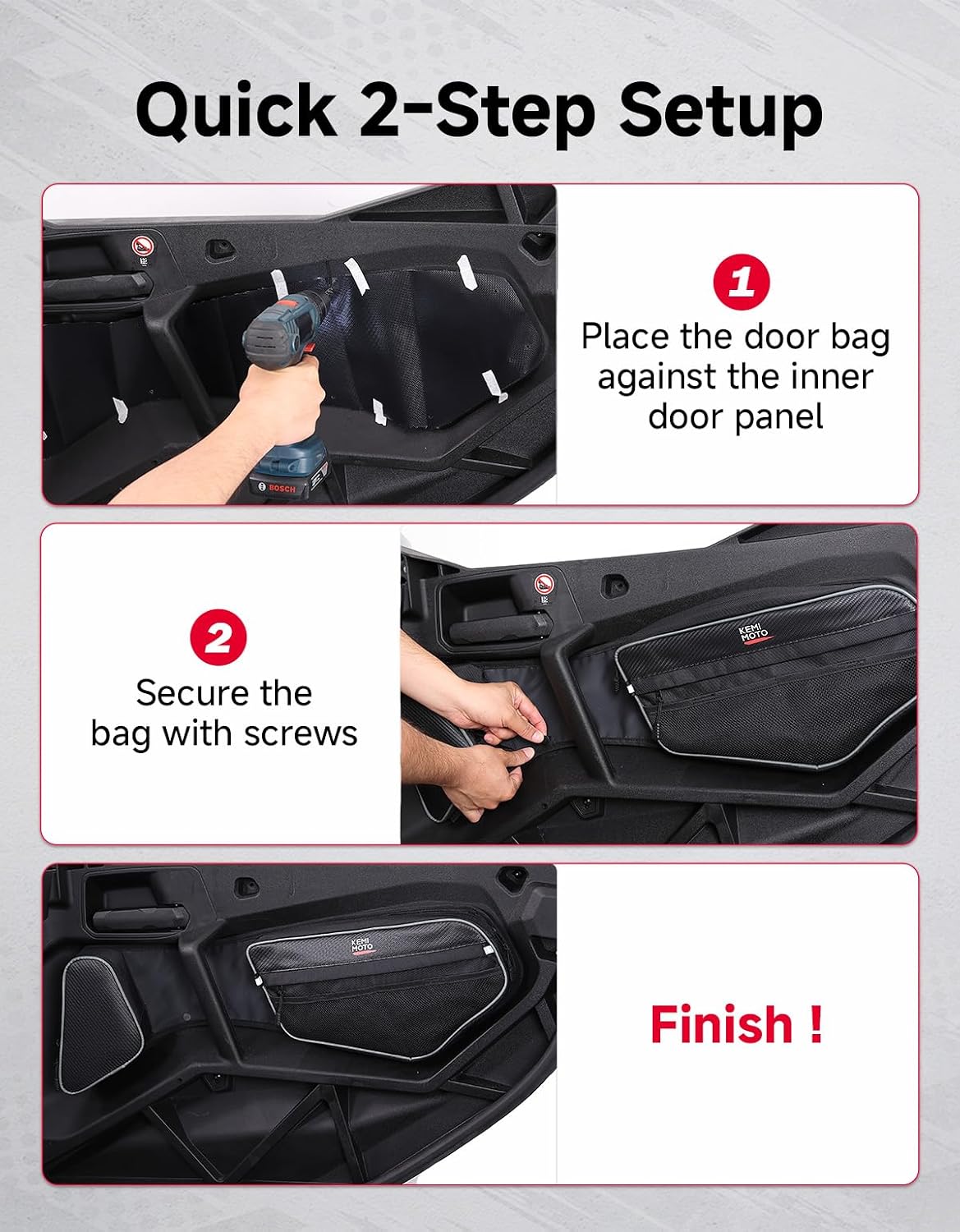 KEMIMOTO Door Bags with Knee Pads Compatible with Can Am Commander and Commander Max 2021-2024 Front Door Storage Bag Pockets Pack of 2