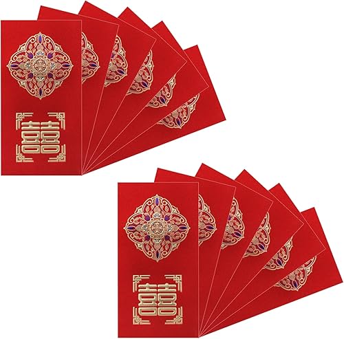 SAVITA 12 sobres rojos de boda, sobres rojos tradicionales chinos para boda, sobres de dinero de la suerte, sobres de boda, Hong Bao, boda, paquetes disponible en Yaxa Peru