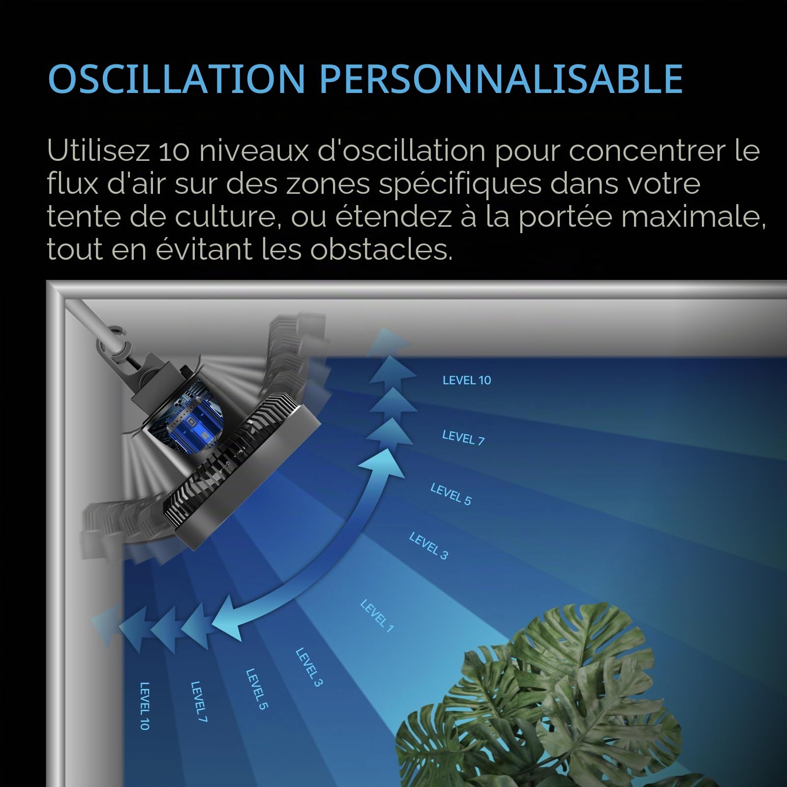 AC Infinity CLOUDRAY S6, ventilateur de tente de culture, 15,2 cm, avec 10 vitesses, moteur EC, IP-44, refroidissement de circulation hydroponique silencieuse, noir, oscillation automatique (AC-CCS6)