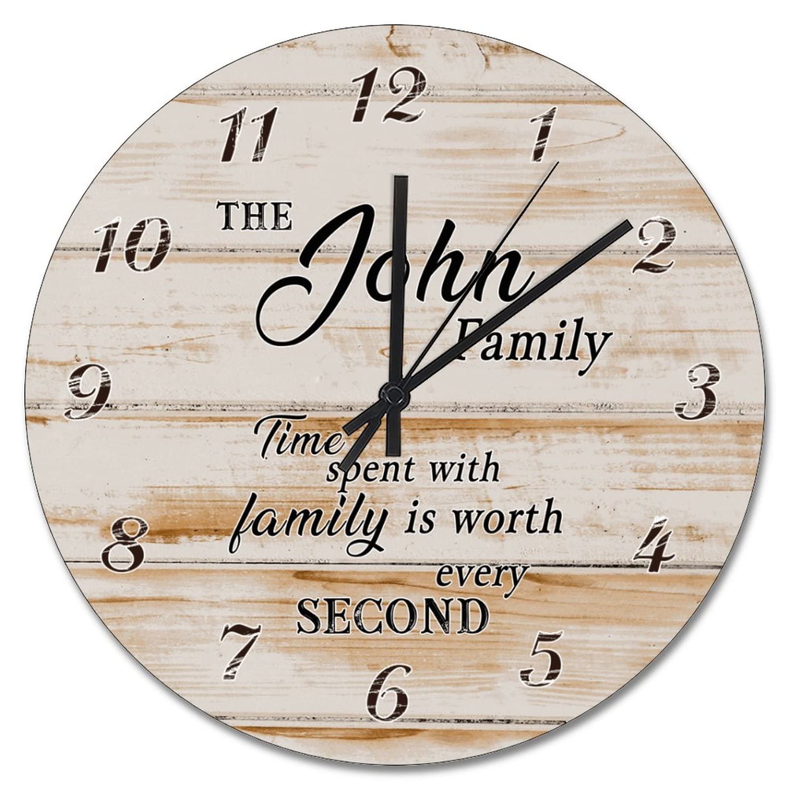 Horloge murale en bois Time Spent with Family pendule vintage décorative