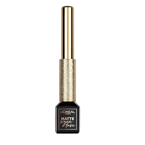 LOreal Paris Makeup Matte Signature - Delineador de ojos líquido de inmersión impermeable preciso y fácil de aplicar uso durante todo el día acabado