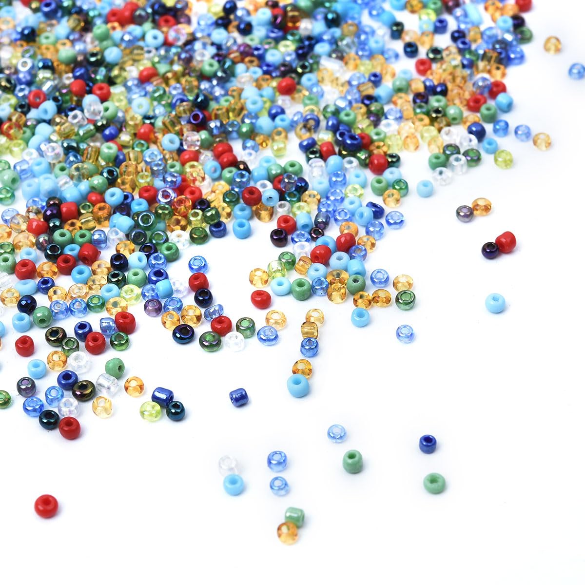 Lot de 3 800 petites perles rondes en verre multicolores pour la fabrication de bijoux - 11/0 2 mm