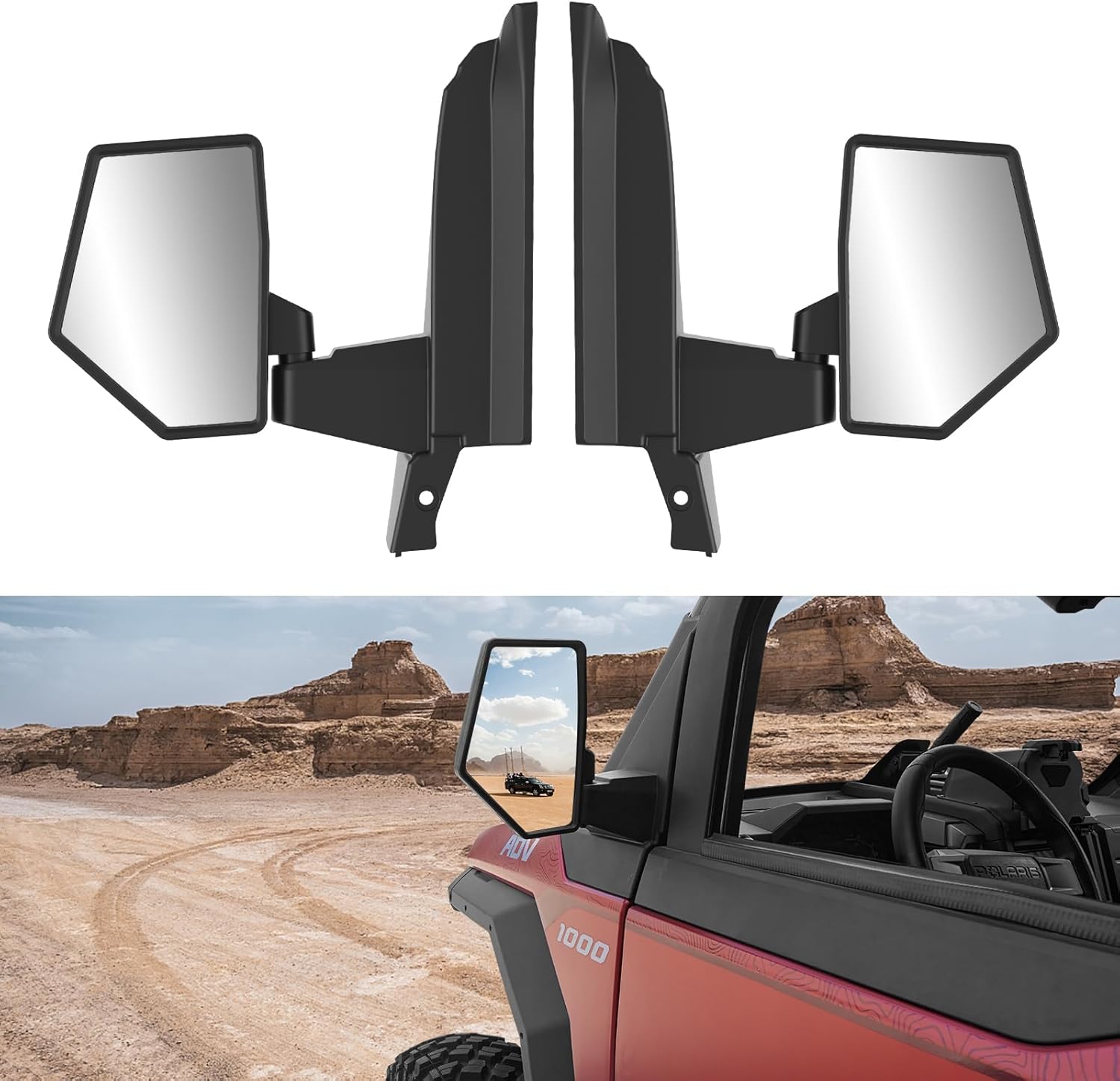 Side Mirrors for Polaris Xpedition XP/ADV, Adjustable Folding Rearview Mirrors w/A-pillar Mounts for Polaris Xpedition XP XP5/ ADV ADV5 Ultimate/NorthStar 2024 Accessories, Replace #2884491