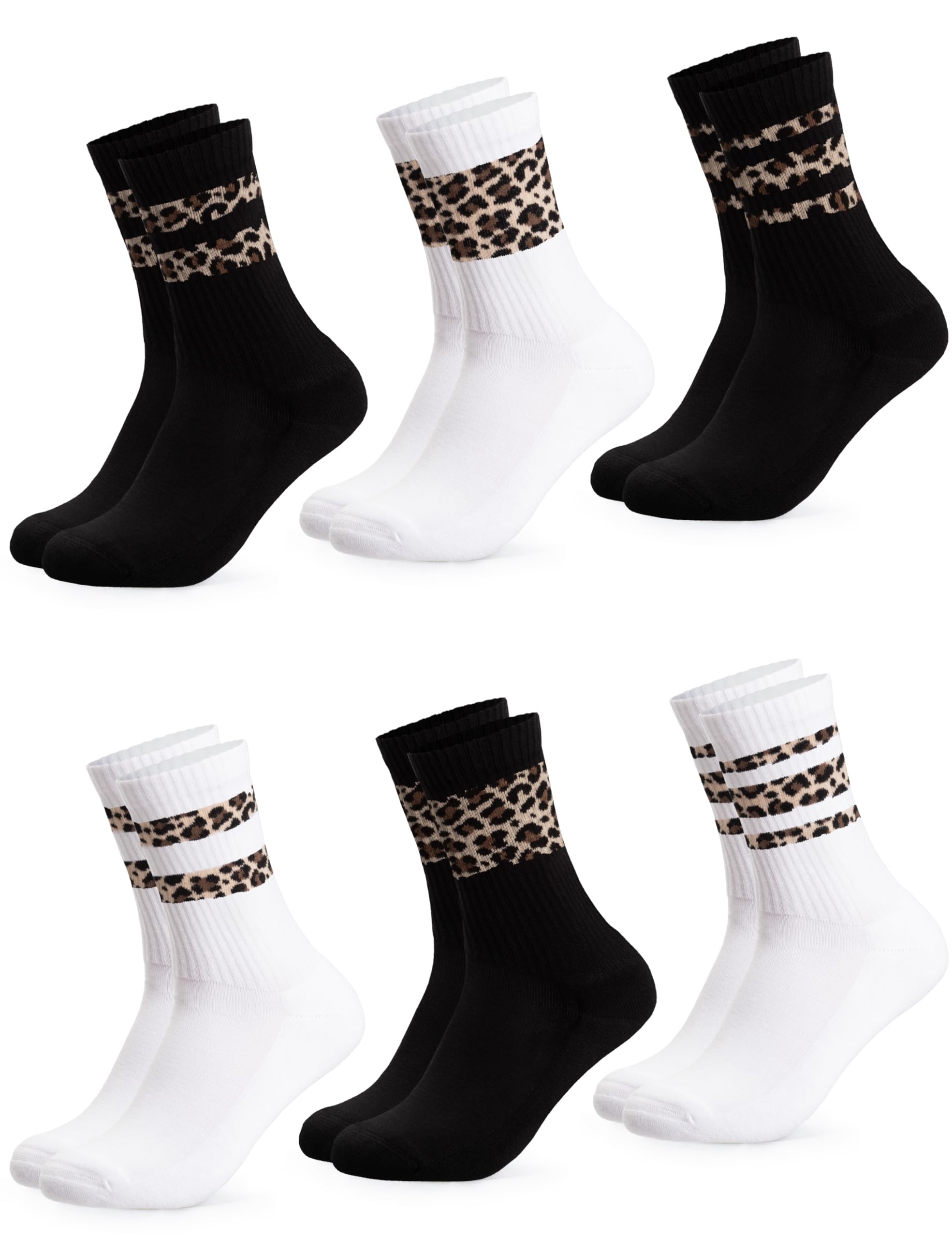 Occulto Damen Leoparden Muster Tennis Socken 6er Pack (Modell: Nala)
