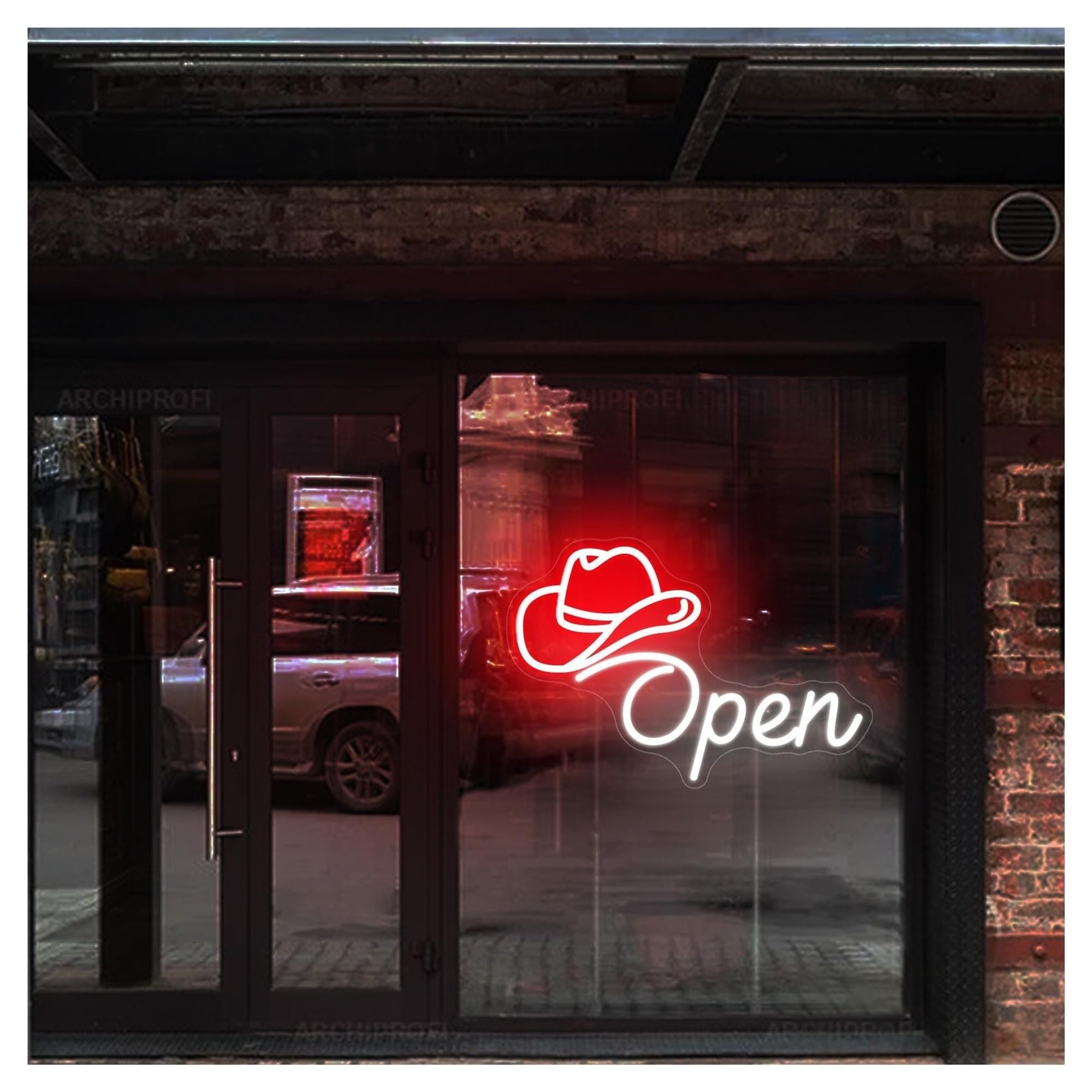 SHOUXI Sign Lamp Open Neon Sign, Cowboy Bar, Window for Business, Restaurant Decor, Storefront 41cm(B)