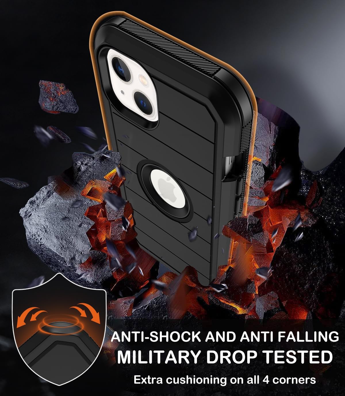 for iPhone 14 Case with Belt Clip Holster,Case for iPhone 13 with Built-in Screen Protector,Heavy Duty Shockproof Drop Protection Military Grade Rugged Durable Phone Cover with Kickstand (Black - Image 4