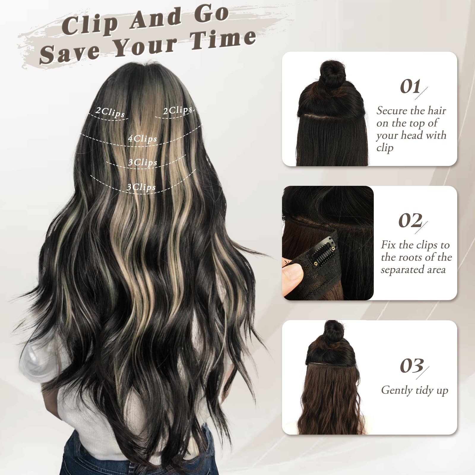 Amazon.com : BARSDAR Wavy Clip in Hair Extensions - 20 Inch  display picture 1