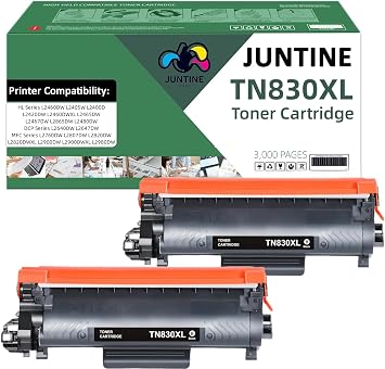 TN830XL TN830 Toner Cartridge with CHIP Replacement for TN-830XL TN830XL Compatible with HL-L2460DW HL-L2405W HL-L2400D MFC-L2820DW MFC-L2820DWXL DCP-L2640DW Black-2Pack