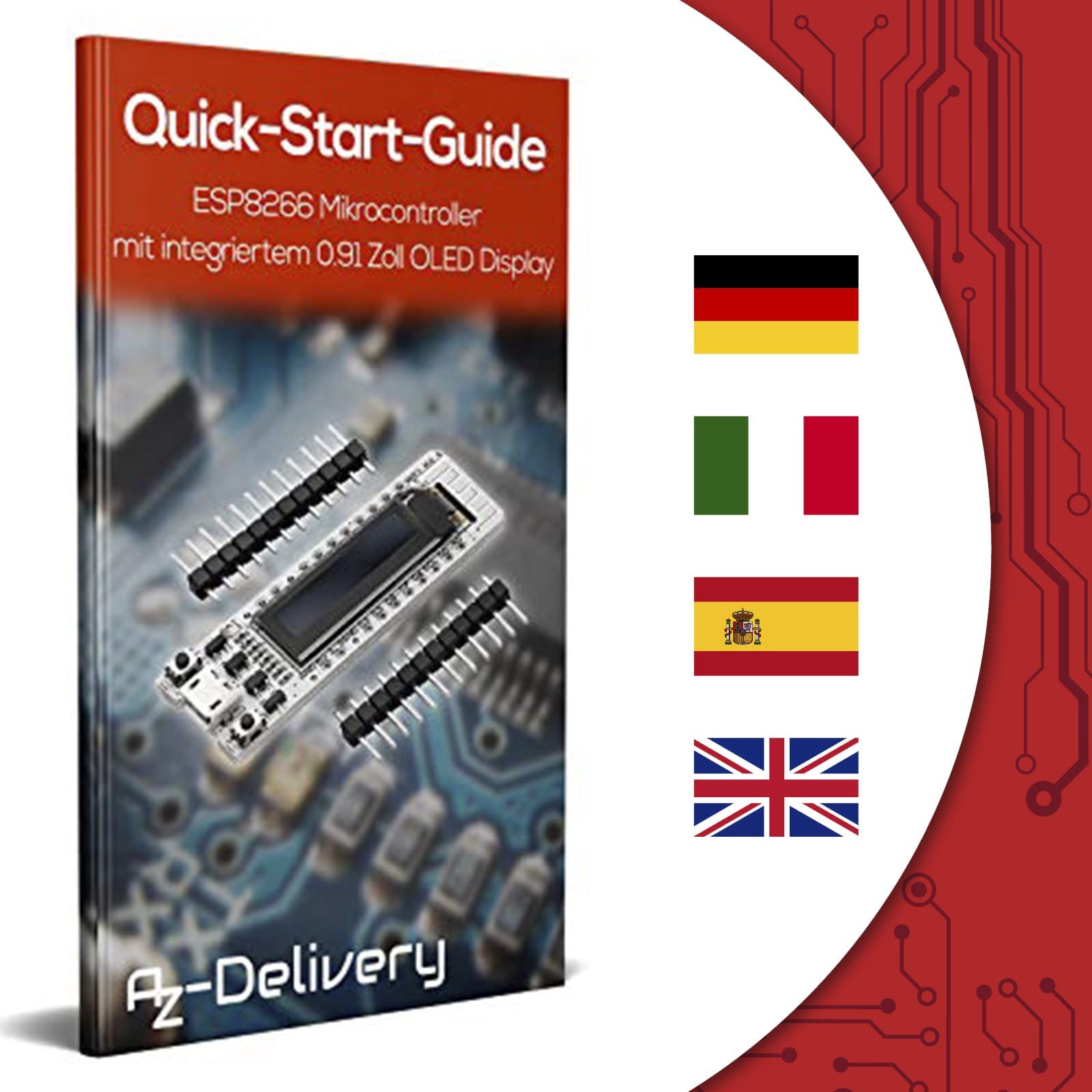 AZDelivery 5 x NodeMCU ESP8266 ESP-12F Heltec WIFI Amica Modulo V2 con CP2104 con 0,91 Display OLED compatibile con Arduino incluso un E-Book!
