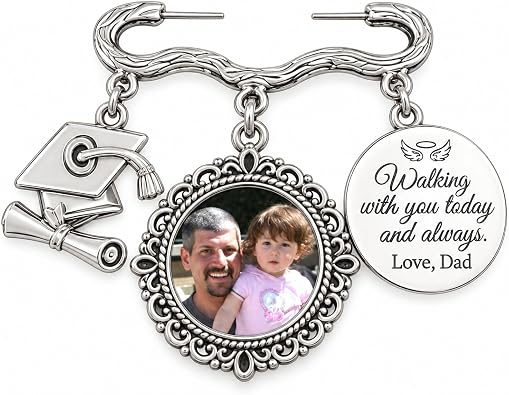 Custom Graduation Tassel with Memorial Photo Charm and Angel Wings, Custom Memorial Cap Accessory