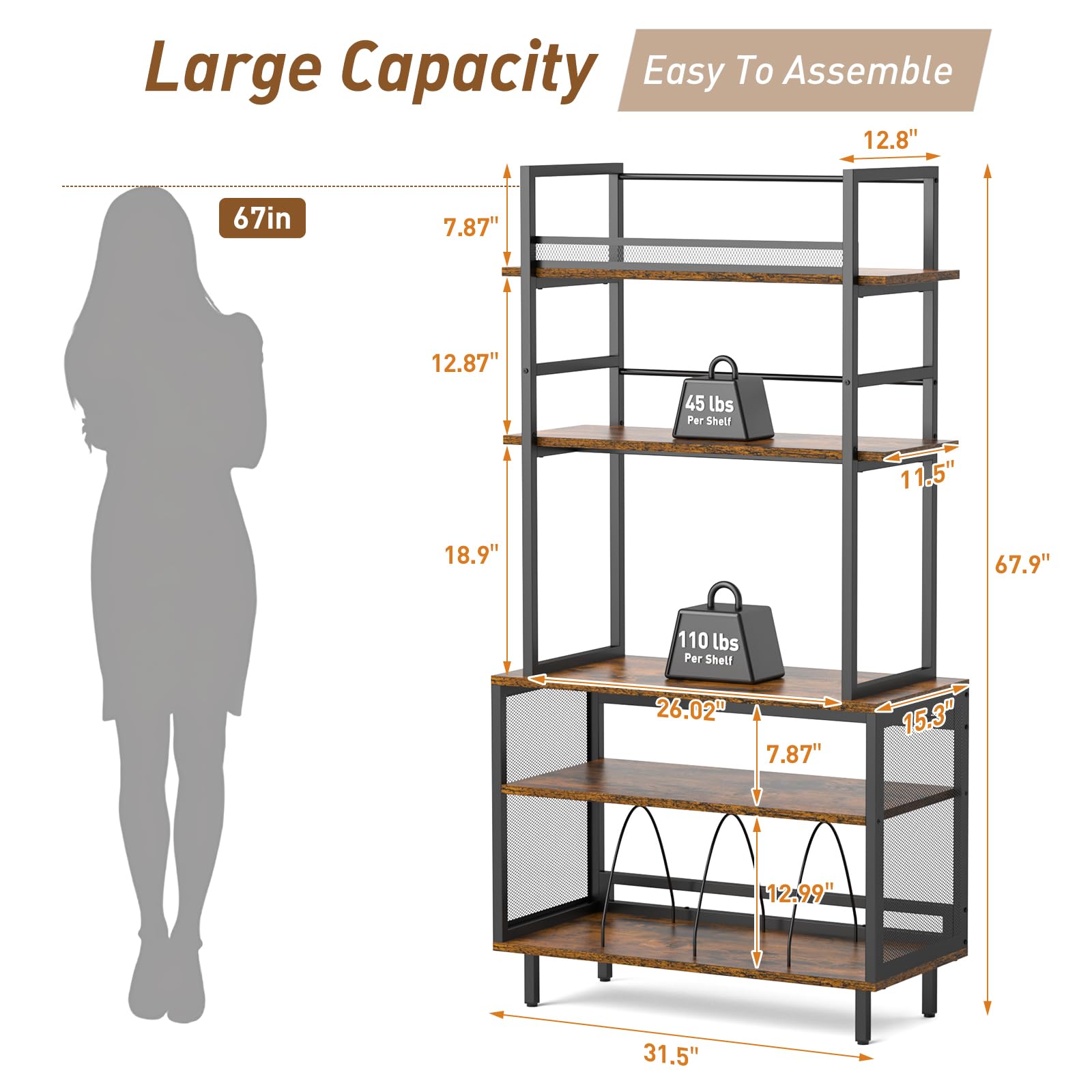 5 Etagen Plattenspieler-Ständer, Vintage Beistelltisch Plattenspieler Regal mit Schallplattenaufbewahrung Groß Vinyl Schallplattenständer Vinyl Holder Fasst 400+ Alben für Wohnzimmer Schlafzimmer Büro
