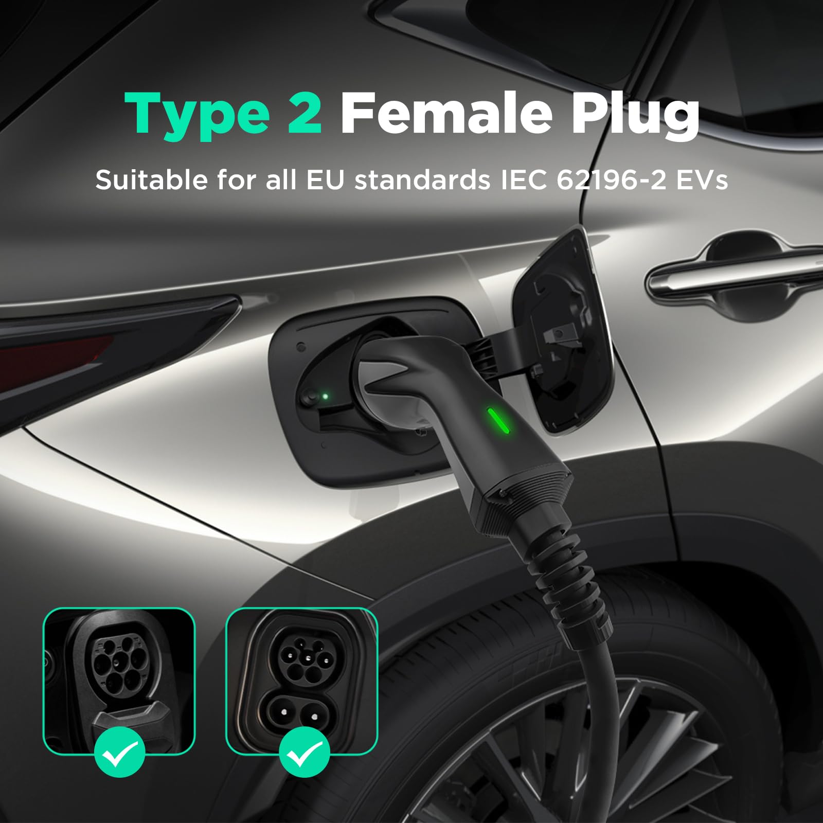 Cavo di Ricarica Portatile Tipo 2 con Spina Schuko, [ 3,68kW | 10A | 13A | 16A | 6M ] Caricatore Auto Elettrica, Wallbox Mobile Impermeabile IP66 con Model Y/3, 500e, e-208 e Altri EV/PHEV