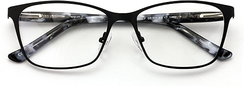 Miniatura 1 de V.W.E. Marco de lentes de lectura de acero inoxidable para mujer, lente transparente, lector de metal