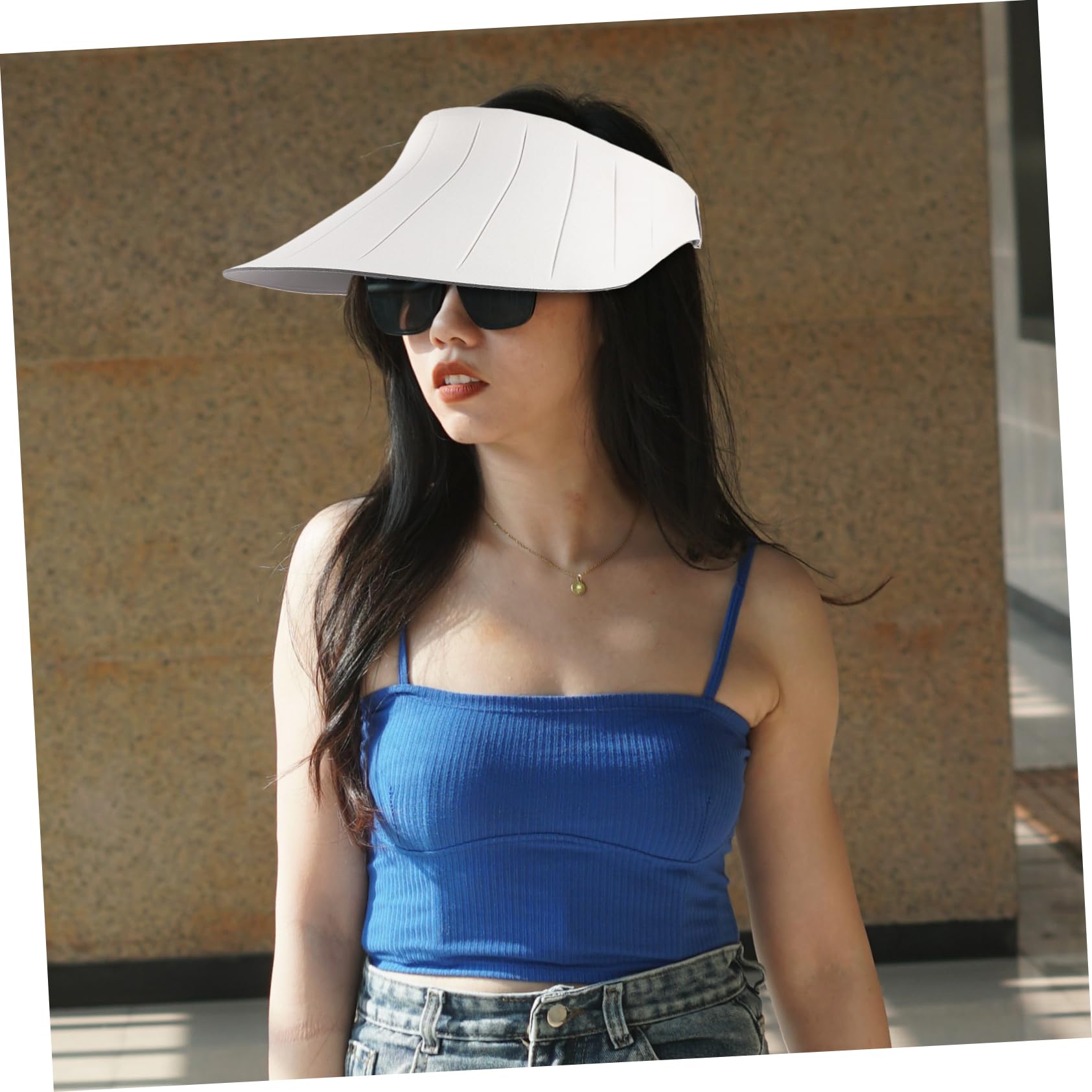 BESPORTBLE Chapeau Anti UV chapkas Femme Bonnet Creme Solaire Chapeau de Camionneur Haut de Forme Vide de Plage à Large Bord visières de Plage pour Femmes Nylon Blanche