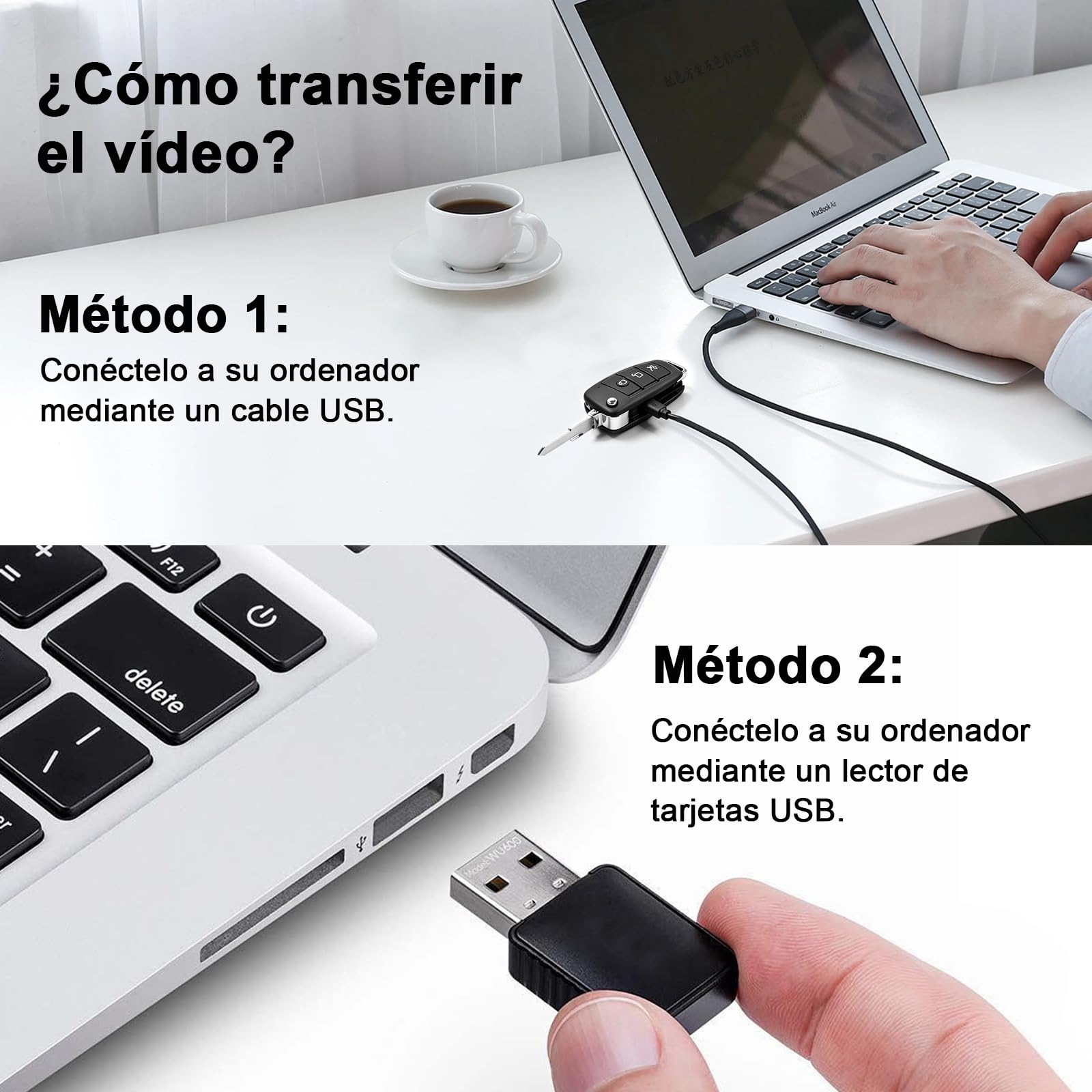 Cámara Oculta, Mini Cámara Espía HD 1080P, Camara Vigilancia Llave de Coche, Microcámara con Visión Nocturna y Grabación en Bucle