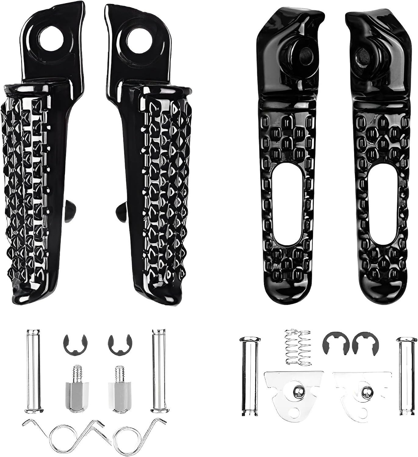 Front Rear Foot Pegs Footrests Pedals for Honda CBR1000RR 2004-2014, CBR600RR 2003-2023, CB1000R 2008-2014 Models (Front +Rear-Balck)