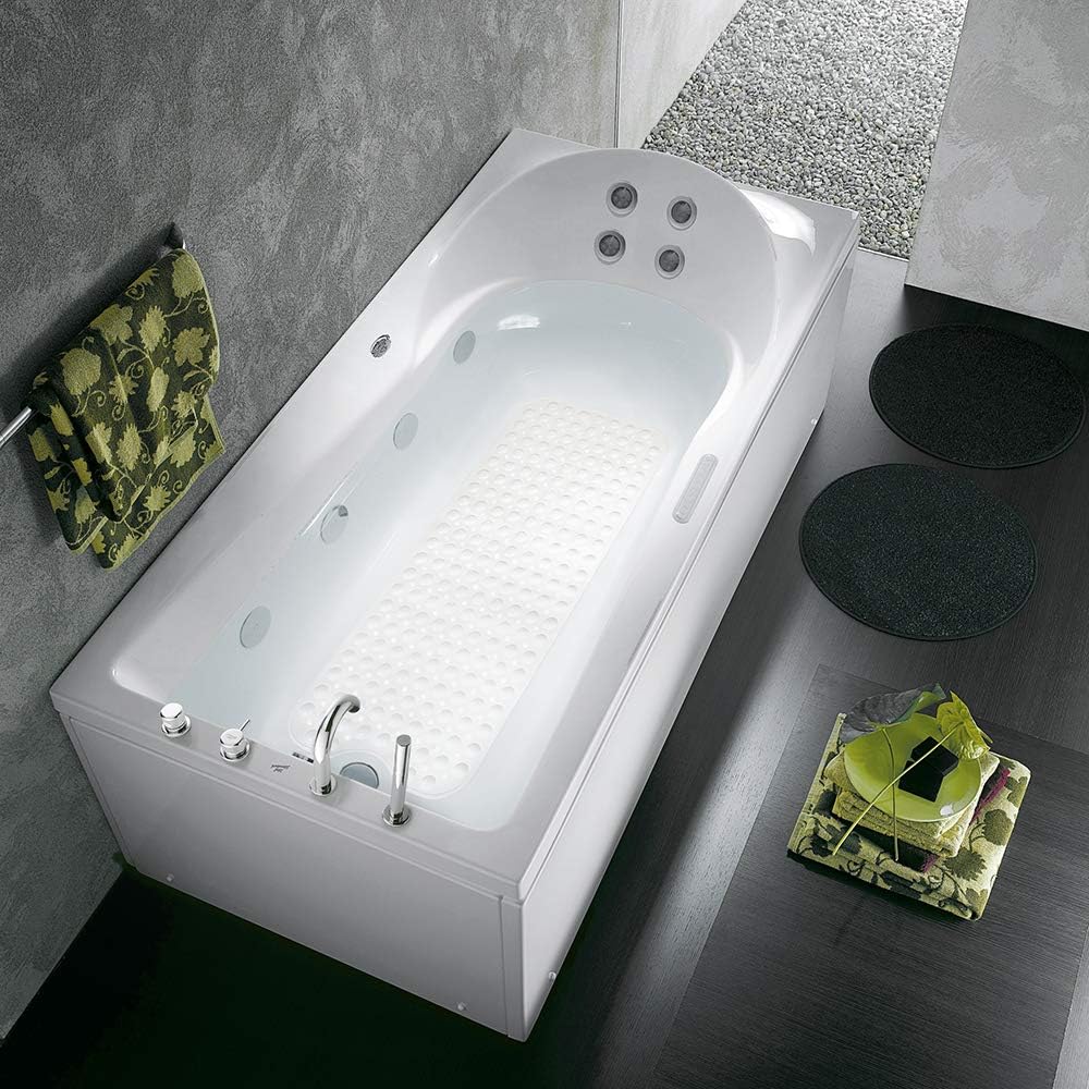 Linoows Bathtub and Shower Mats, Extra Long Non-Slip Bath Tub Mat 39 x 16 Inch, Machine Washable Bathmat with Suction Cups & Drain Holes for Bathroom Floor, White - Image 8