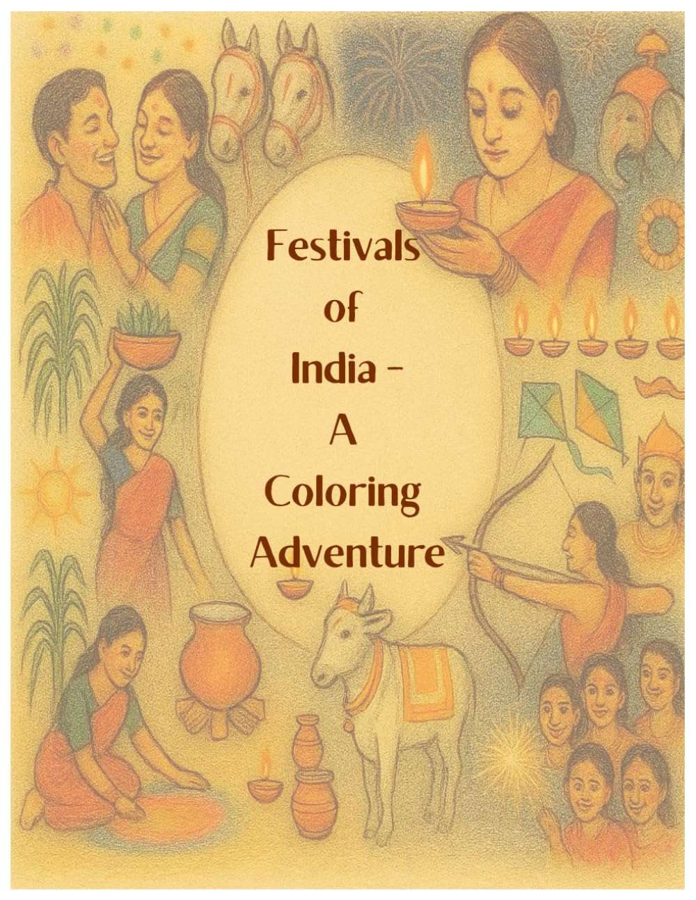 Festivals of India – A Coloring Adventure: Color & Learn Indian Festivals – A Fun Activity Book for Kids Ages 5–8