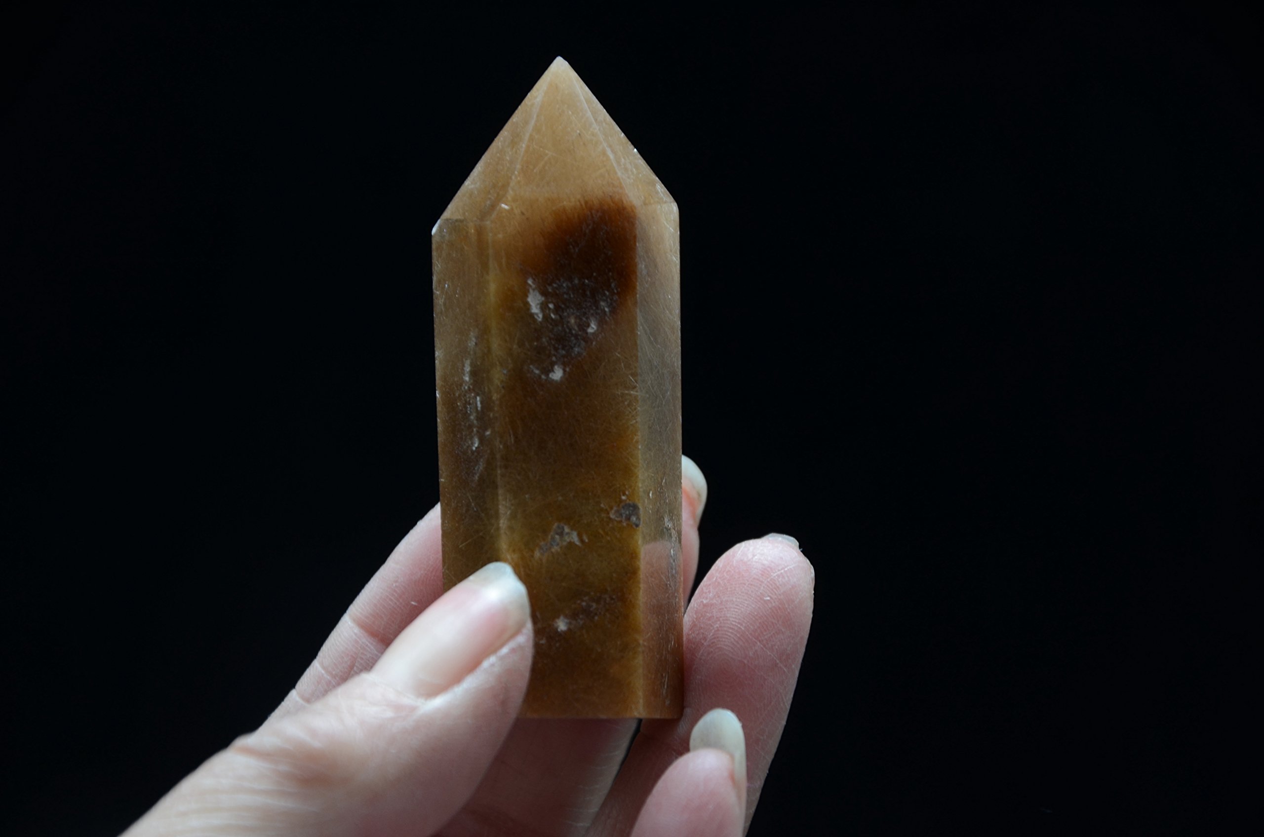 Real Tibet Himalayan High Altitude 6 Sided Single Terminated Gold Rutilated Crystal Point Quartz Wand 2.55 inch Spiritual Crystal Specimen