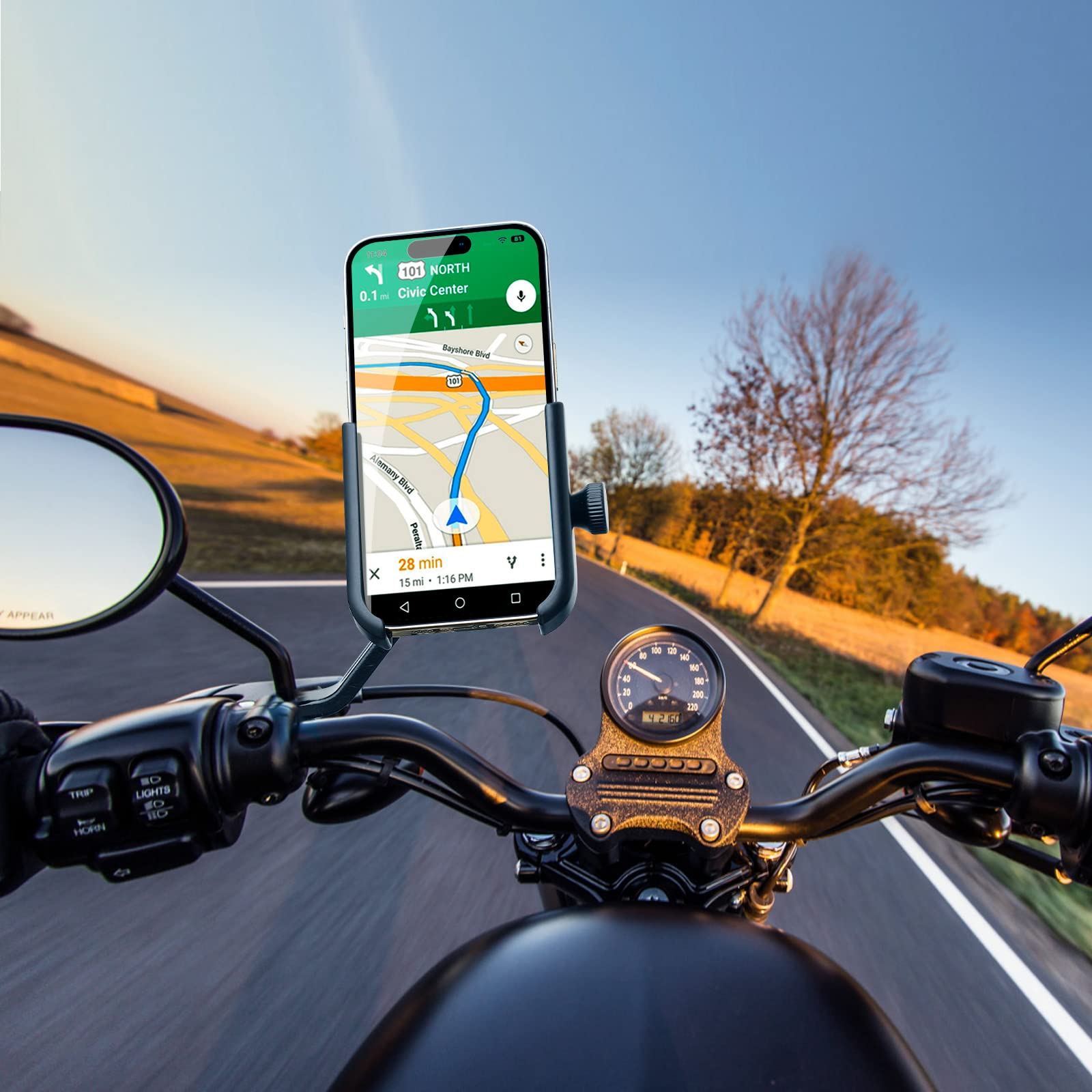 Porta Cellulare Moto Supporto Telefono per Specchio Retrovisore 360° Rotabile