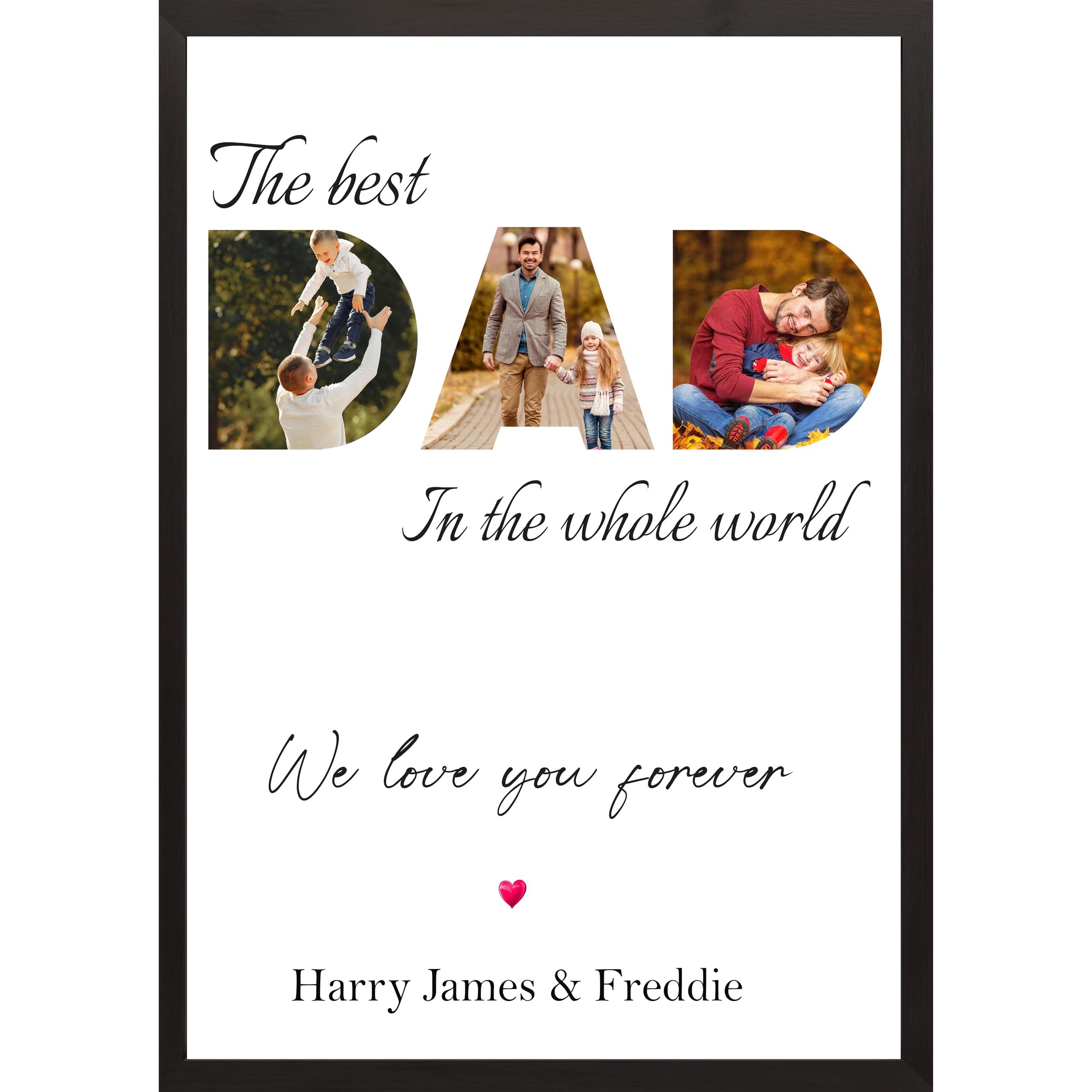 Velmonto Personalised Father's Day Custom Photos Pictures Inside The Letters With A Special Message Presents For Dad, Grandfather, Birthday, Christmas, Fathers Day A4, A3, A2, A1 Unique DAD gift