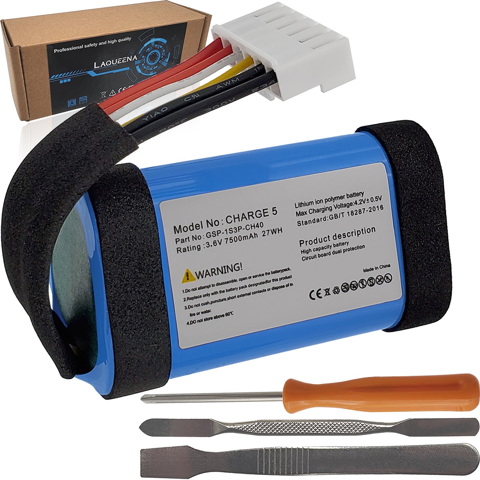 Batería de repuesto GSP-1S3P-CH40 de 7500 mAh compatible con JBL Charge 5 6