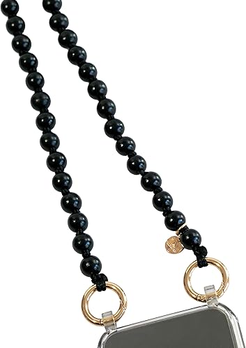 Luna Lucia Soporte largo para teléfono celular con cuentas para iPhone 13 Pro con cordón, correa, cadena, correa o correa. Para uso manos libres.