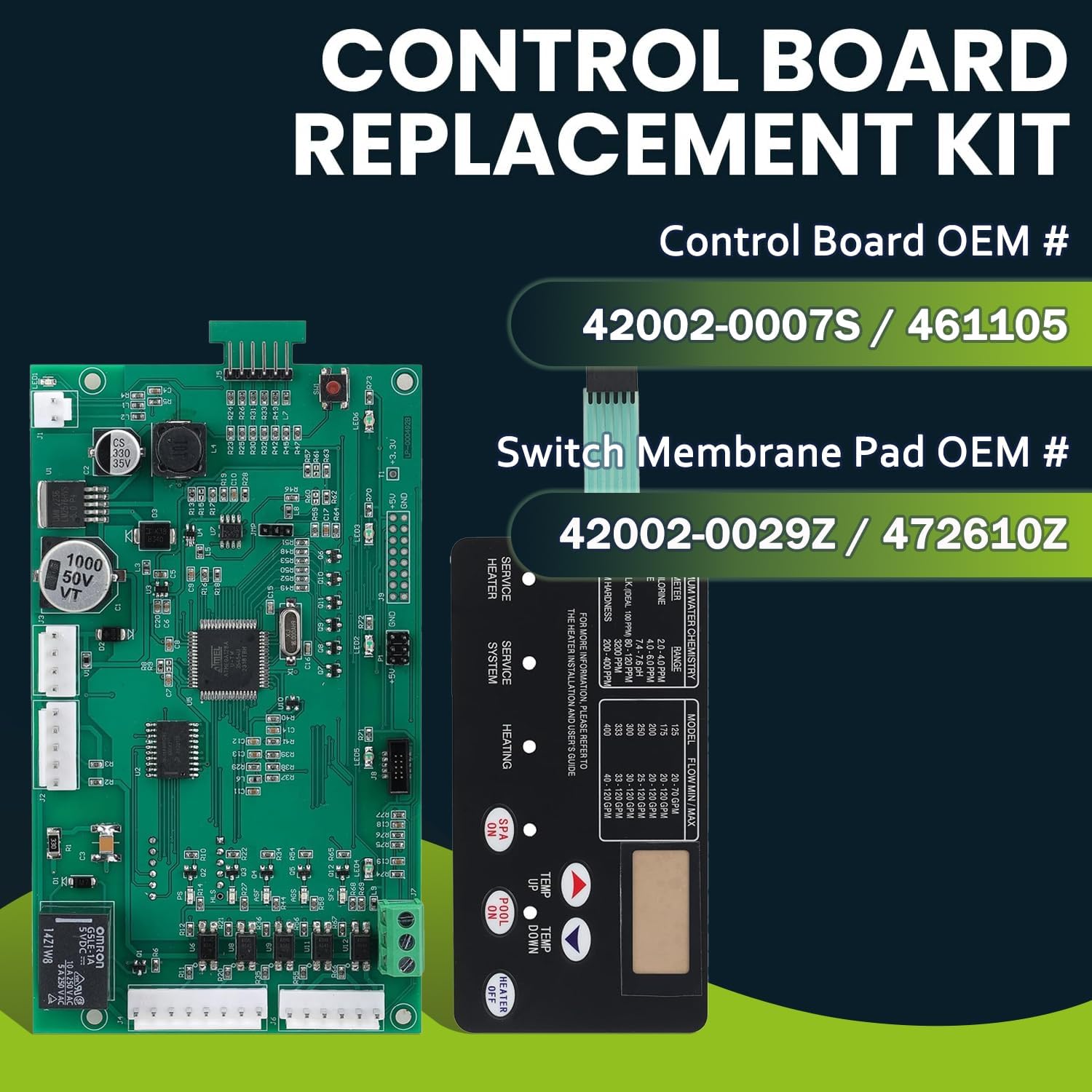 42002-0007S Control Board Kit Replacement with Switch Pad 472610Z Compatible with Pentair Mastertemp Sta-Rite Max-E-Therm Natural Gas Pentair NA and LP Series Pool/Spa Heater Replace# 461105