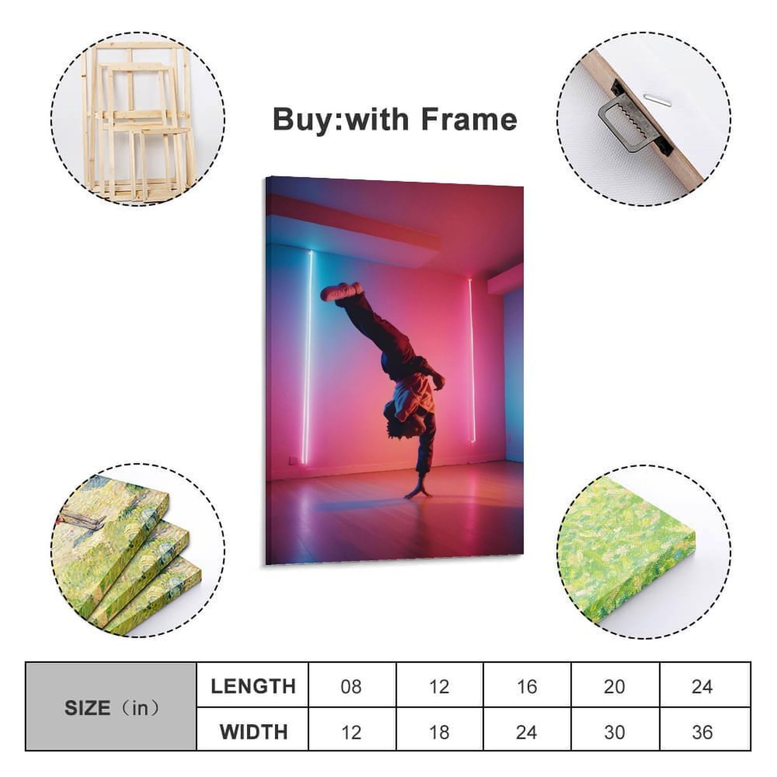 ZLQYHW Stampa artistica su tela decorativa per camera da letto, motivo: ballerino hip hop, B-boy, 50 x 75 cm
