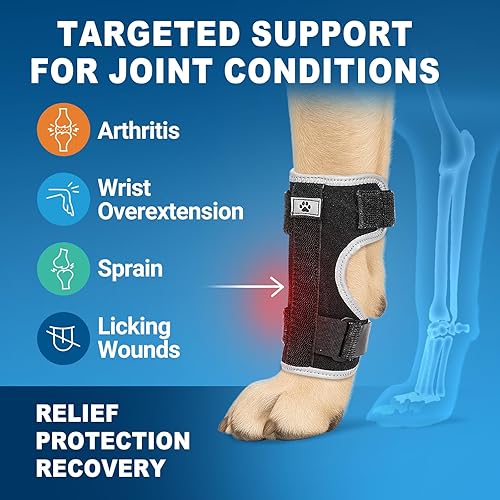 Miniatura 4 de Soporte de pierna delantera para perro férula ajustable para tobillo, pierna delantera, tobillo, extremidad de poro, envoltura de esguince con