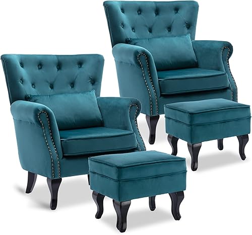 Miniatura 135 de Sillas de lectura Accent Midcentury - Sofá esquinero moderno y cómodo con respaldo copetudo para sala de estar, dormitorio, sala de recepción,