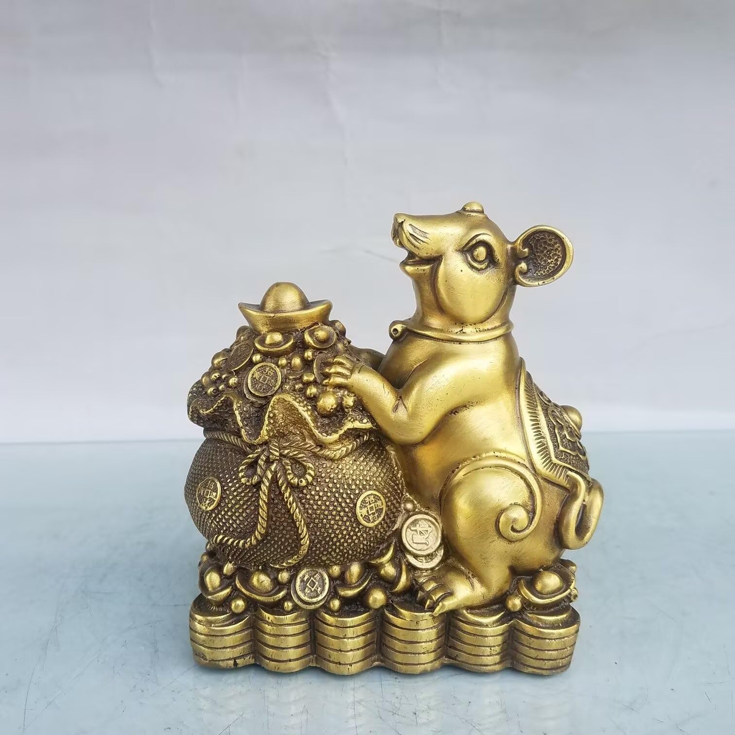 Dytartzx Chinese Feng Shui Bronze Rat Statue Good Luck Auspicious Home Decoration Lucky Rat Statue