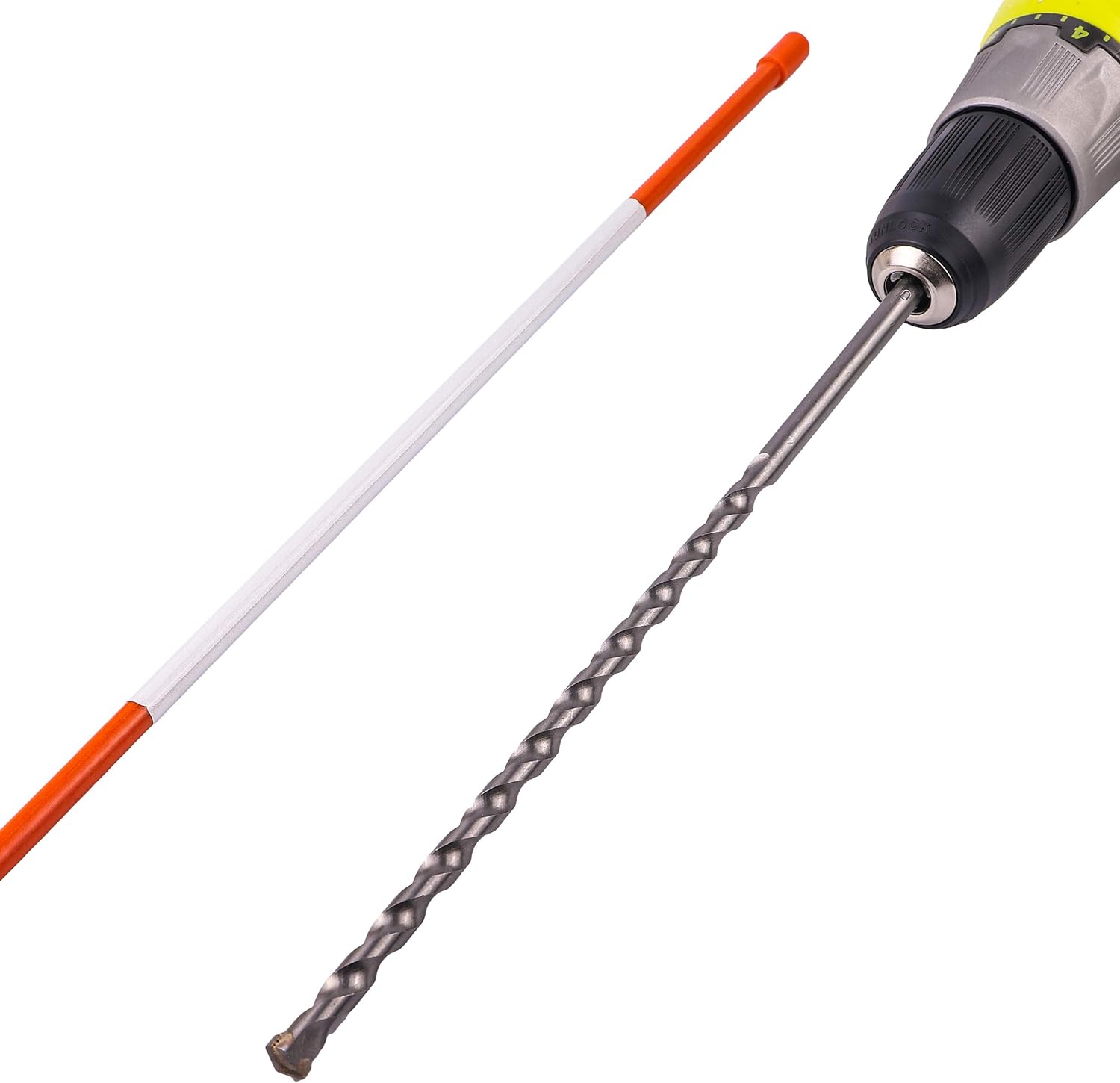 100-2500 Pack 48 Inch Driveway Markers 1/4 Inch Dia - with 12" Install Drill Bit, Snow Stakes, Snow Plow Markers, Snow Poles, Rods (100)