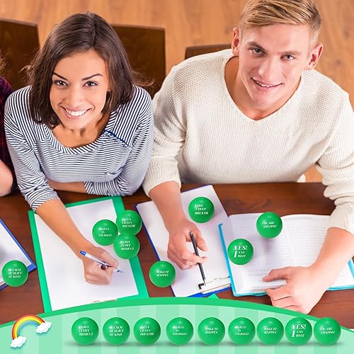 Miniatura 6 de Sotiff Bolas de estrés para adultos, 100 unidades, juguetes de espuma colorida para aliviar el estrés con citas motivacionales, bolas para apretar a