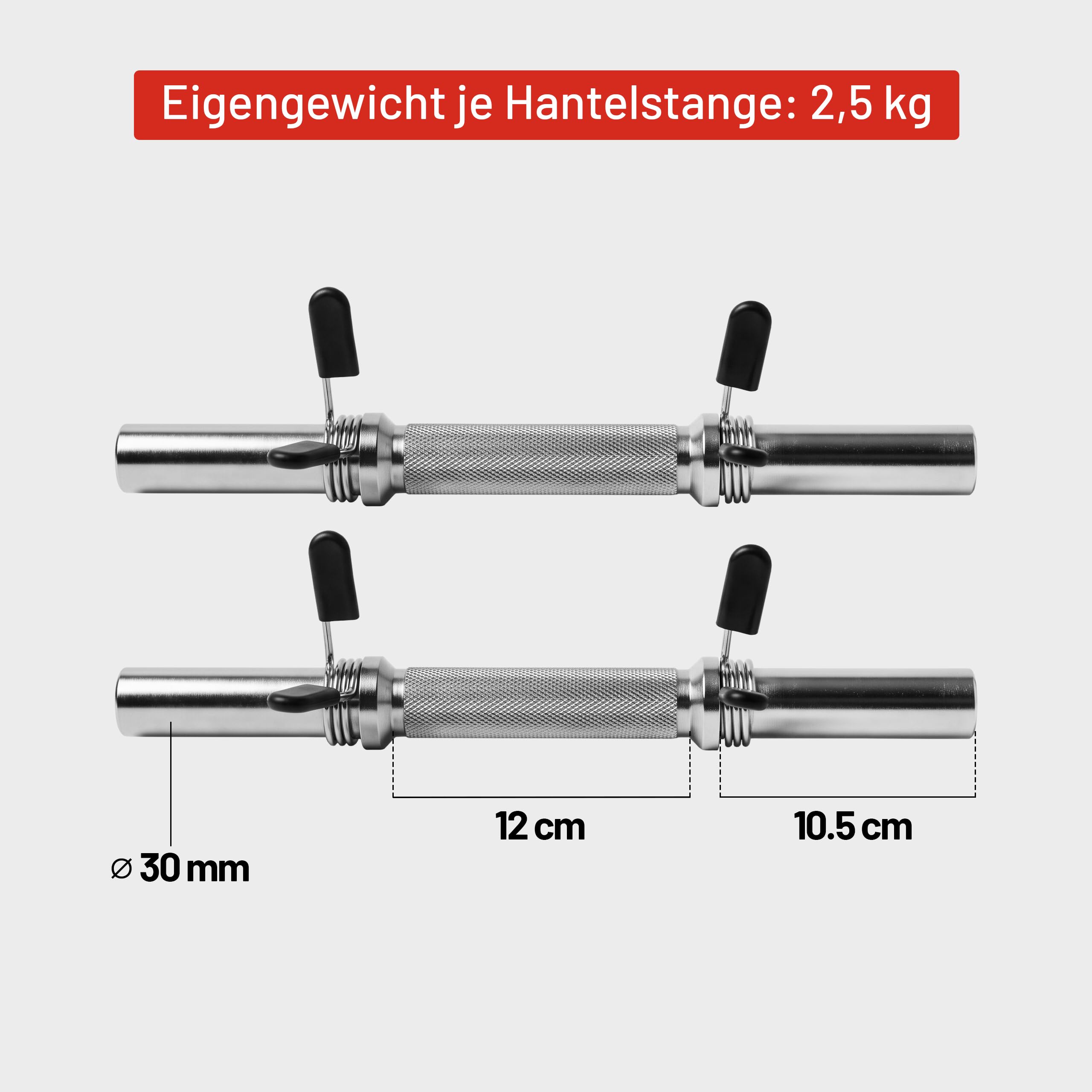 GORILLA SPORTS® Kurzhantelstange 35 cm, 30 mm, bis 100 kg, 2er Set – Ansicht 2