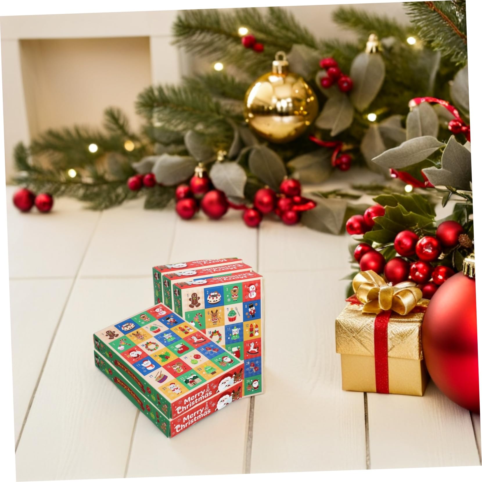 Cabilock 5pezzi Scatole Dell'avvento da Riempire Scatole Regalo Dell'avvento Vuote per Calendario di Natale da Riempire per Vacanze per Conto alla Rovescia di Natale