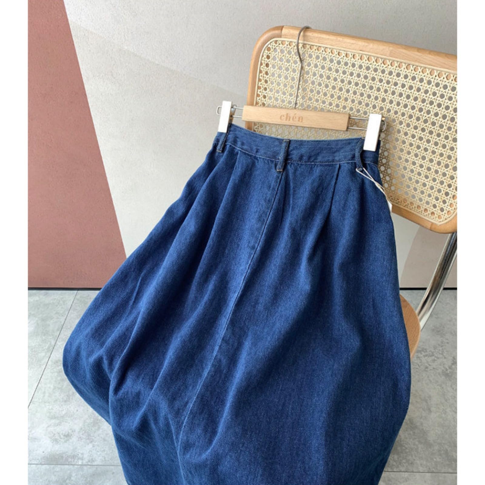 Jeansrock Damen High Waist Midi - Retro A-Linie Denim Rock mit Taschen - Ausgestellter Glockenrock aus Baumwolle für Sommer & Herbst - Vintage Blau, Größe XXS-XL